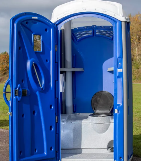 Clean standard mobile toilet unit with handwashing station at an event in Nairobi