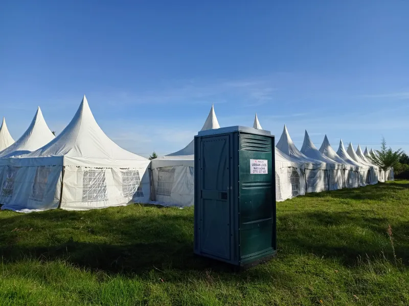 Well-maintained mobile toilet with ventilation system